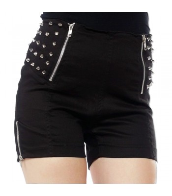 Women Gothic Punk Rock Shorts With Spikes Ladies Gothic Zippers Skirt  (2025)